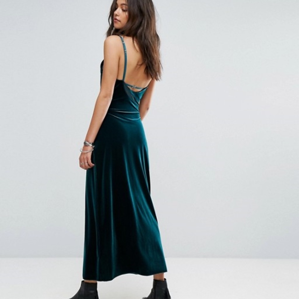 🆕  Free People Spliced Velvet High Split Maxi Dress - Picture 5 of 7